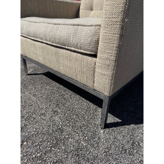 Mid 20th Century Florence Knoll Original Vintage Tufted and Chromed Steel Arm Chairs With Original Label a Pair For Sale - Image 5 of 12