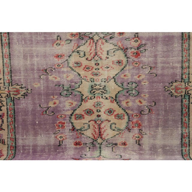 1970s Vintage Turkish Handmade Wool Cotton Purple Area Rug For Sale - Image 12 of 13