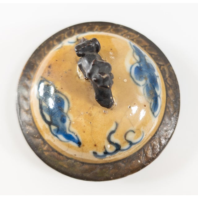 19th Century 19th Century Chinese Blue and White Cafe-Au-Lait Glazed Vase For Sale - Image 5 of 12