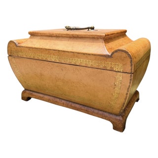 Vintage 13” Leather Decorative Box With Gilt Tooling For Sale