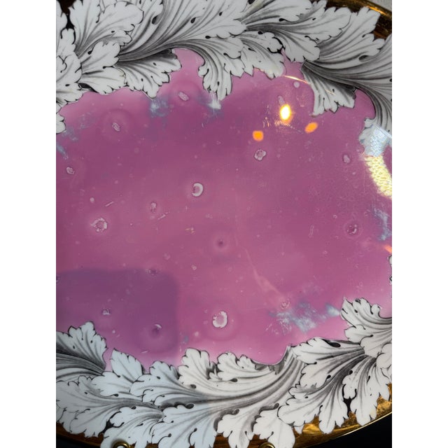 Vintage Fornasetti Style Pink Splash Luster Platter | Chairish