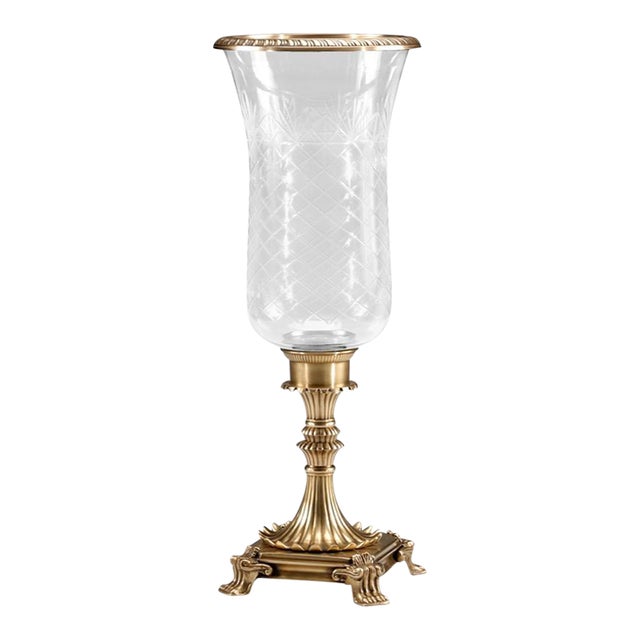Wildwood Brass Hurricane Candleholder For Sale