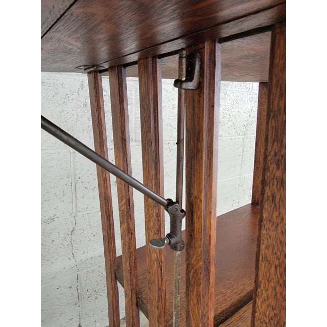 Arts & Crafts / Mission Oak Revolving Bookcase With Adjustable Book Display For Sale - Image 15 of 18