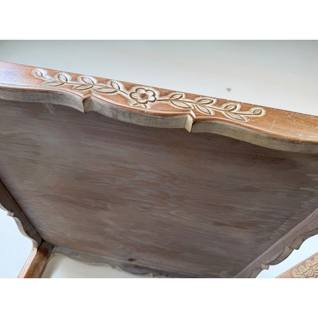 Vintage French Provincial Style Two Tier Marble Top End Tables – A Pair For Sale - Image 16 of 17