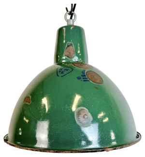 Industrial Green Enamel Factory Pendant Lamp, 1960s