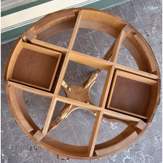 Brown 1990s Marble Top Empire Style Center Table, Gilt Decorated Scroll Work by Century Furniture Company For Sale - Image 8 of 14