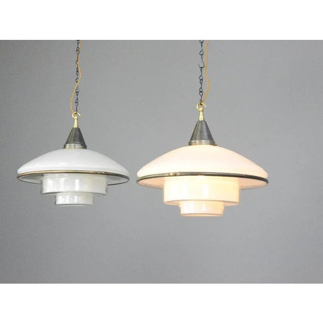 Sistrah p4 pendant lights by otto muller circa 1930s - original steel gallery - comes with original ceiling rose - comes...