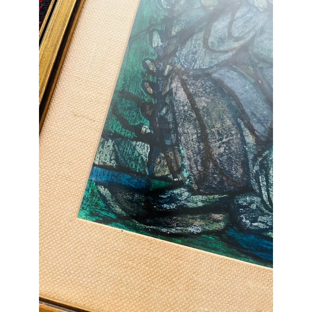 1960s Vintage Portrait "Woman in Blue" Fauvist Print For Sale - Image 5 of 5