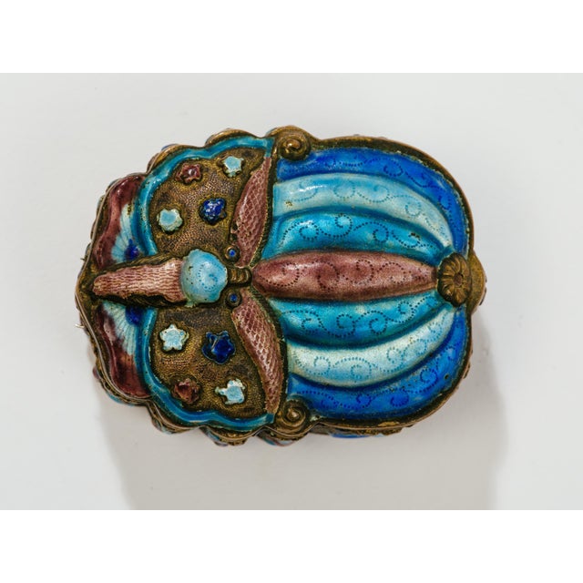 Antique Chinese Champlevé Enamel Scarab Jewelry Box For Sale - Image 9 of 10