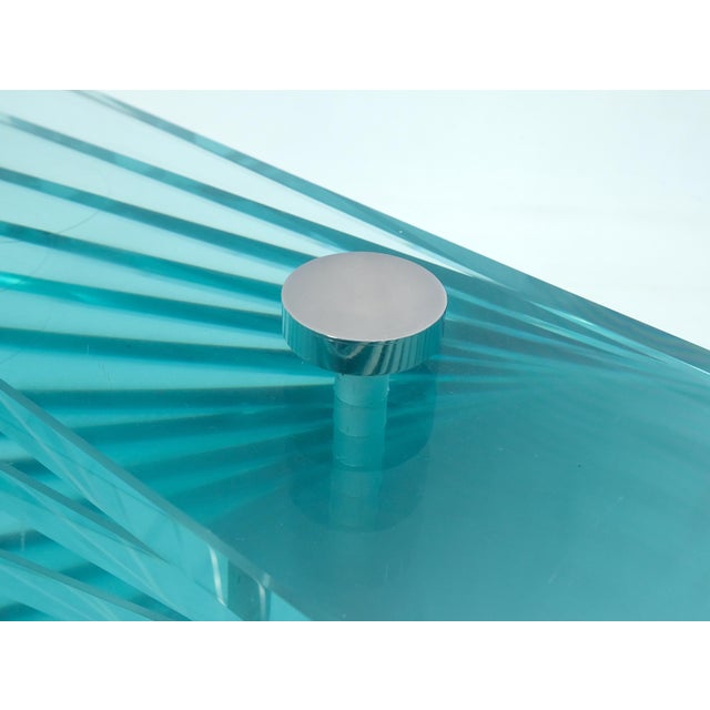 Brueton Stacked Glass Fan Shape Base Round Coffee Table Italian Post Modern Mid Century For Sale - Image 4 of 13