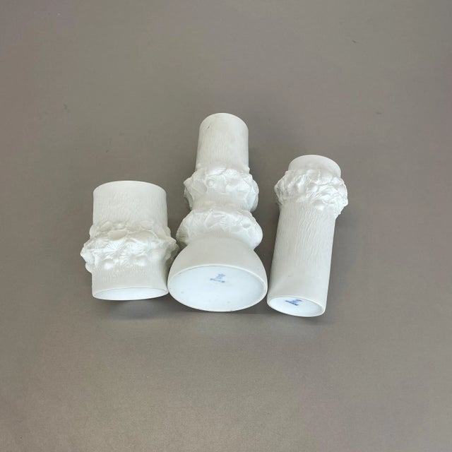 German Op Art Biscuit Porcelain Vases by Ak Kaiser, 1970s, Set of 3 For Sale - Image 17 of 18