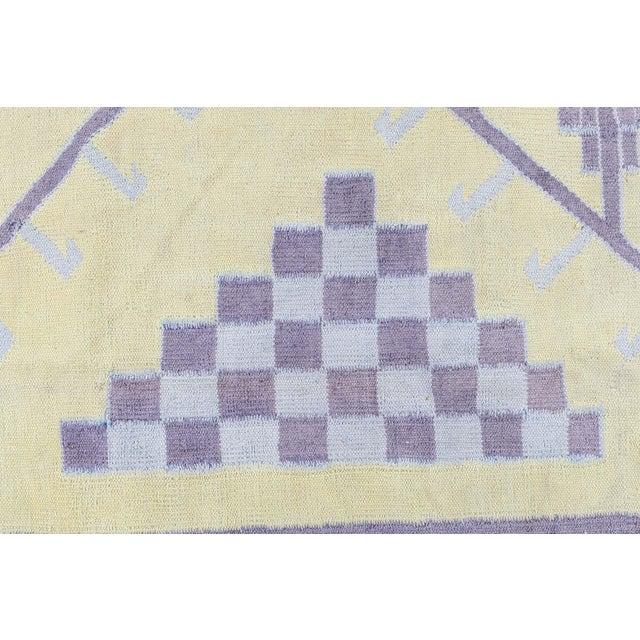 Doris Leslie Blau Vintage Dhurrie Pale Sand With Lavender Flatweave Cotton Rug For Sale - Image 10 of 11