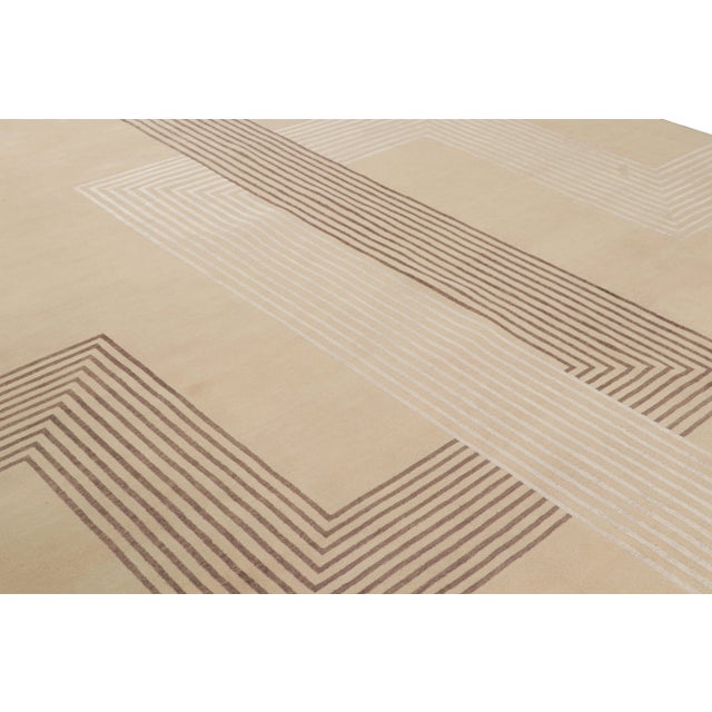 2010s Rug & Kilim’s French Art Deco Style Rug With Beige-Brown Patterns For Sale - Image 5 of 7