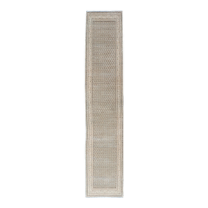 Long & Narrow Vintage Tabriz Runner With Taupe, Soft Blue-Gray, and Light Brown 2'6 X 13'5