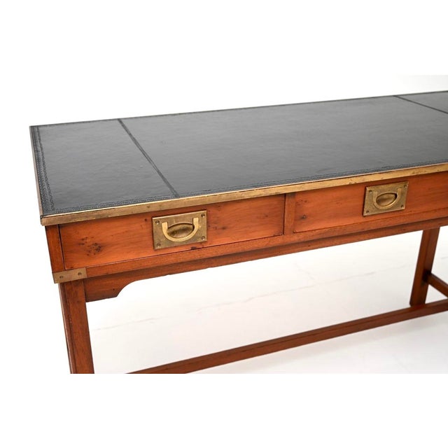 Black Antique Military Campaign Desk in Yew Wood, 1950s For Sale - Image 8 of 10