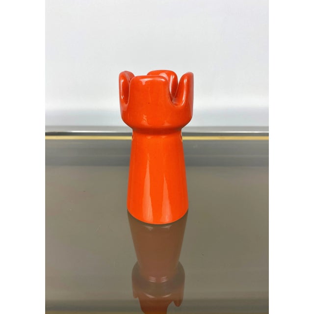 Orange Ceramic Chess Pieces Sculpture by Il Picchio, Italy, 1970s, Set of 5 For Sale - Image 9 of 14