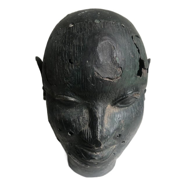 African Bronze Head Sculpture For Sale