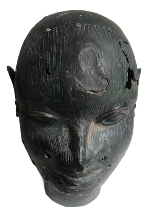 African Bronze Head Sculpture