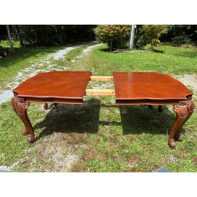 Vintage French Provincial Louis XV Solid Cherry Parquetry Extension Dining Table For Sale - Image 12 of 12