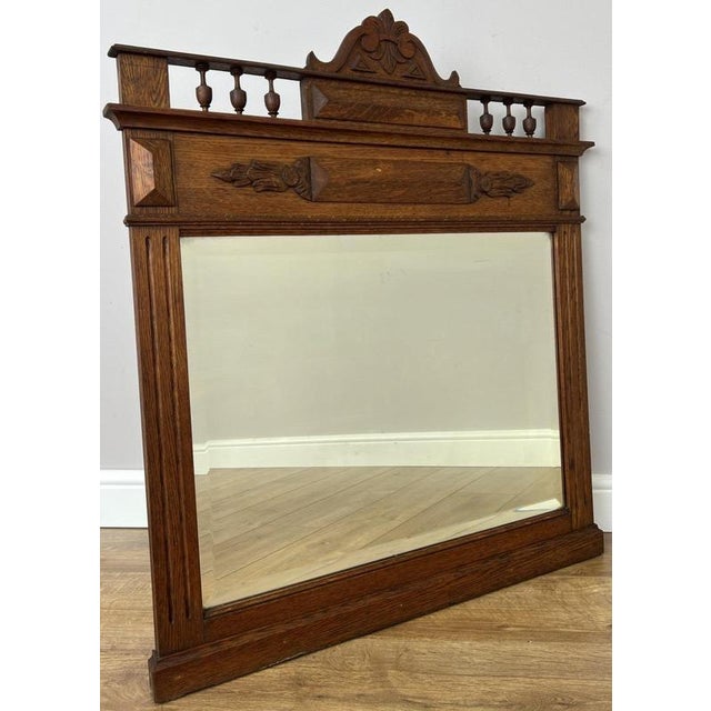 French Style Oak Carved Wall Mirror For Sale - Image 10 of 10