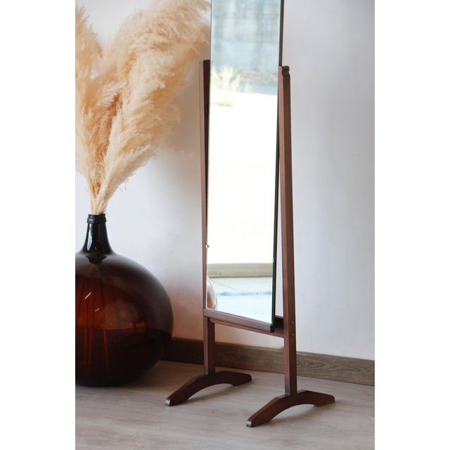 Mid-Century Modern Vintage Cheval Mirror in Wood, 1960s For Sale - Image 3 of 11