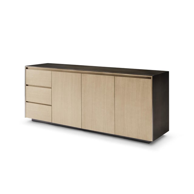 Modern Modern Greg Sheres Style Oak and Bronze Buffet – “Barcelona" For Sale - Image 3 of 4