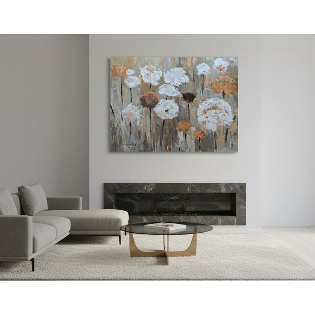 2020s Large Sized Coral Flowers Painting on Canvas For Sale - Image 5 of 7
