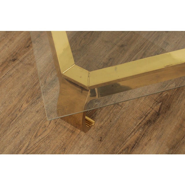 Mastercraft Attributed Hollywood Regency Asian Inspired Brass and Glass Coffee Table For Sale - Image 16 of 18