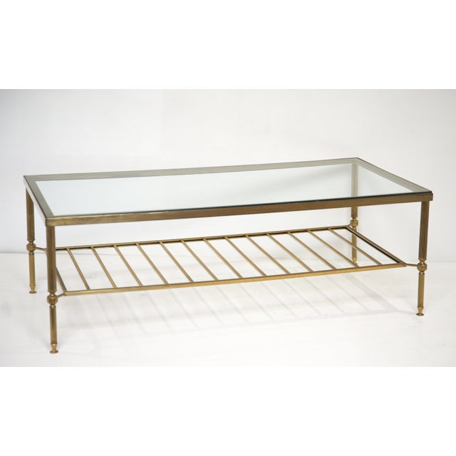 Metal French Modern Cocktail or Coffee Low Table of Brass and Glass For Sale - Image 7 of 10