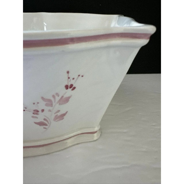 Vintage Italian Pink and White Octagon Planter Cache Pot For Sale - Image 6 of 11