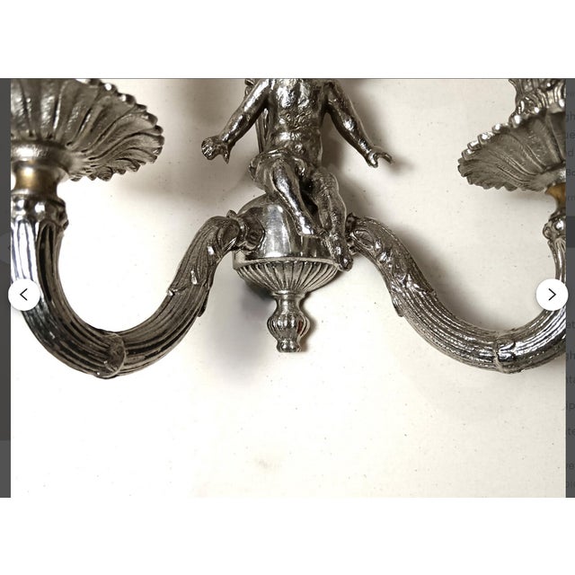 Silver Wall Lights in Silvered Bronze, 1960s, Set of 2 For Sale - Image 8 of 17