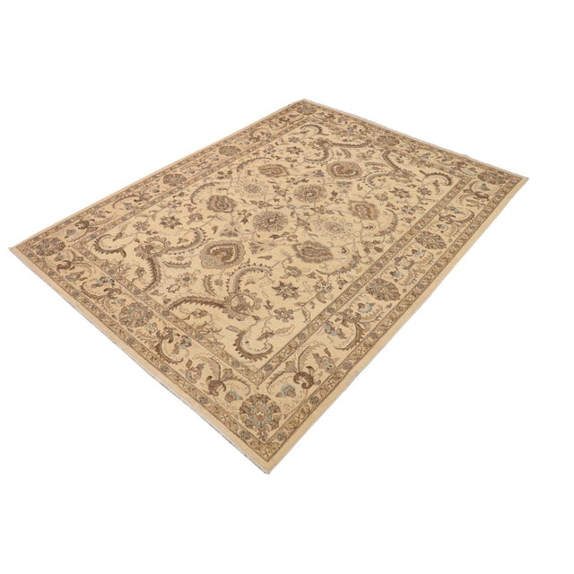 Rustic Bohemien Ziegler Beige Blue Hand-Knotted Wool Rug - 8'10'' X 11'9'' For Sale - Image 3 of 8