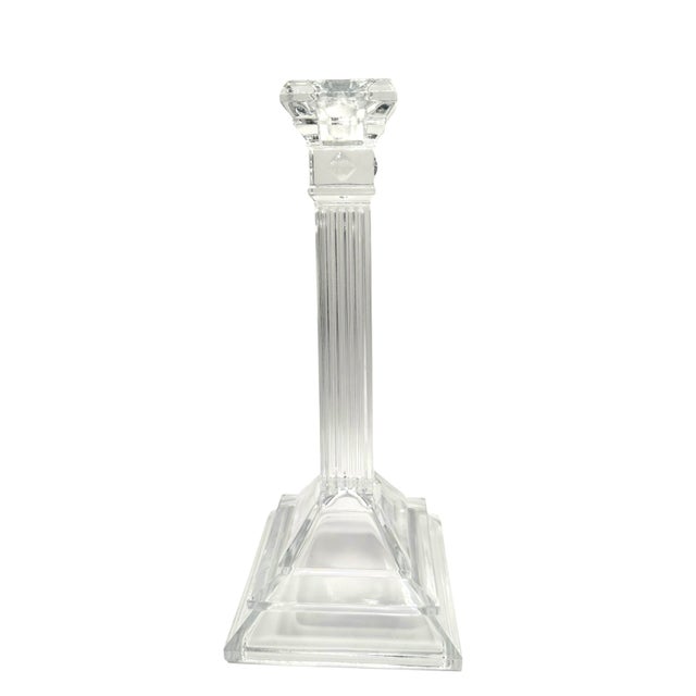 1980s Vintage Crystal Glass Candlesticks With Twisted Column Design - A Pair For Sale - Image 5 of 12