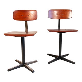 Set of Industrial School Chairs, 1960s For Sale