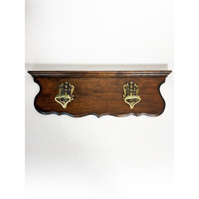 Wooden and Brass Coat Rack, France, 1950 For Sale - Image 12 of 13