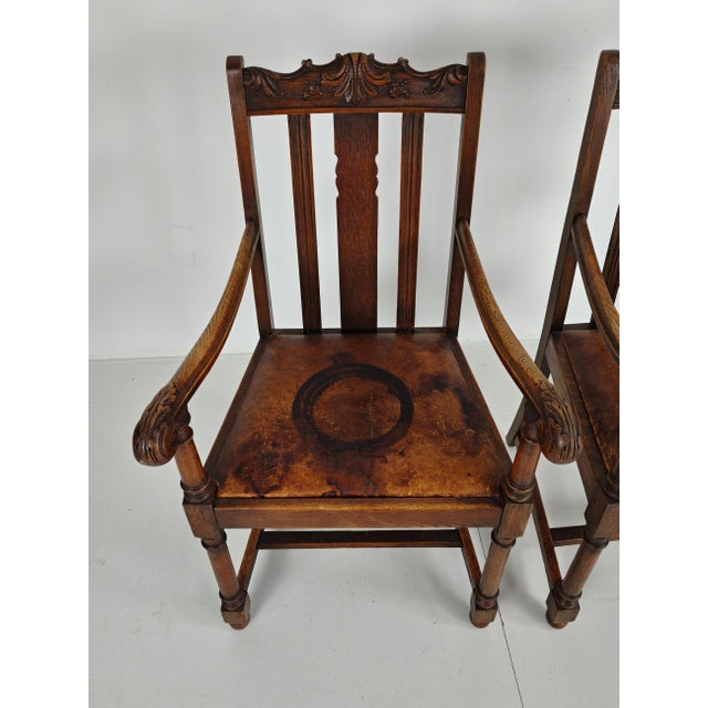 Wood English Oak Armchairs from F. Parker & Son, 19th Century, Set of 2 For Sale - Image 7 of 15