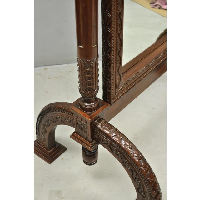Wellington Carved Mahogany Frame Italian Renaissance Tall Dressing Cheval Mirror For Sale - Image 10 of 14