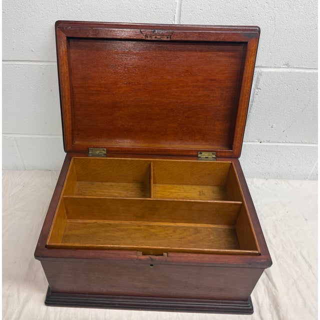 Brown Quality Antique 19th Century Handmade Mahogany Wood Wooden Jewelry Sewing Box For Sale - Image 8 of 9