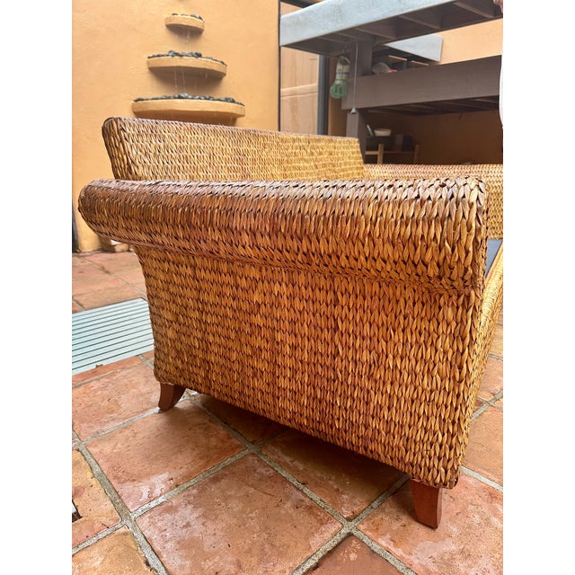 Vintage Palecek Rattan Loveseat/Sofa For Sale In Charleston - Image 6 of 9