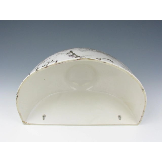 Vintage Charleton Large White Ceramic Wall Pocket Planter With Faux Marble Finish For Sale - Image 10 of 13