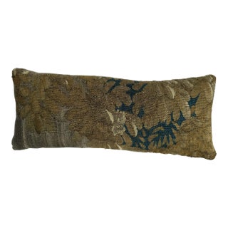 1600s Antique Flemish Brussels Tapestry Pillow Botanical Fragment For Sale