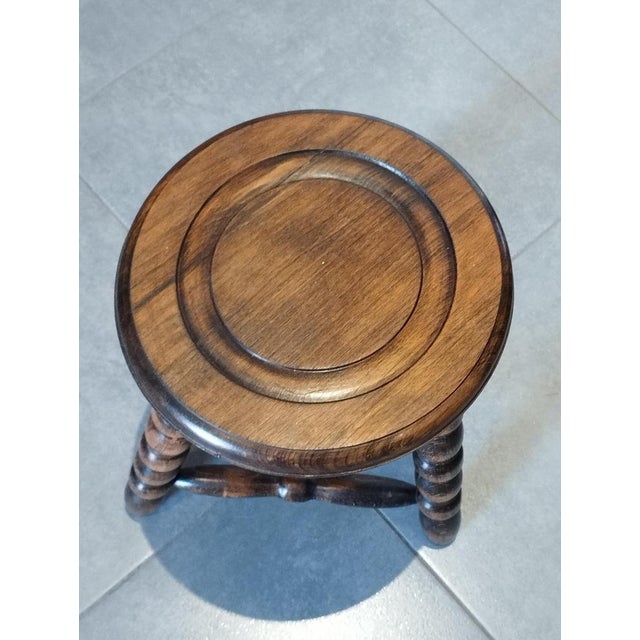 Mid-Century Modern French Tripod Stool in Wood by Charles Dudouyt, 1940s For Sale - Image 13 of 18