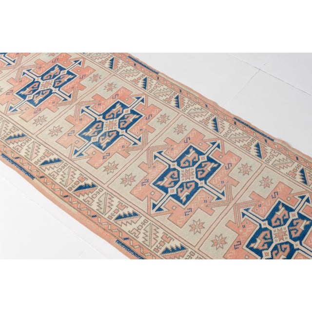 1960s Bold Geometric Medallions in Terracotta & Navy Rug For Sale - Image 10 of 10