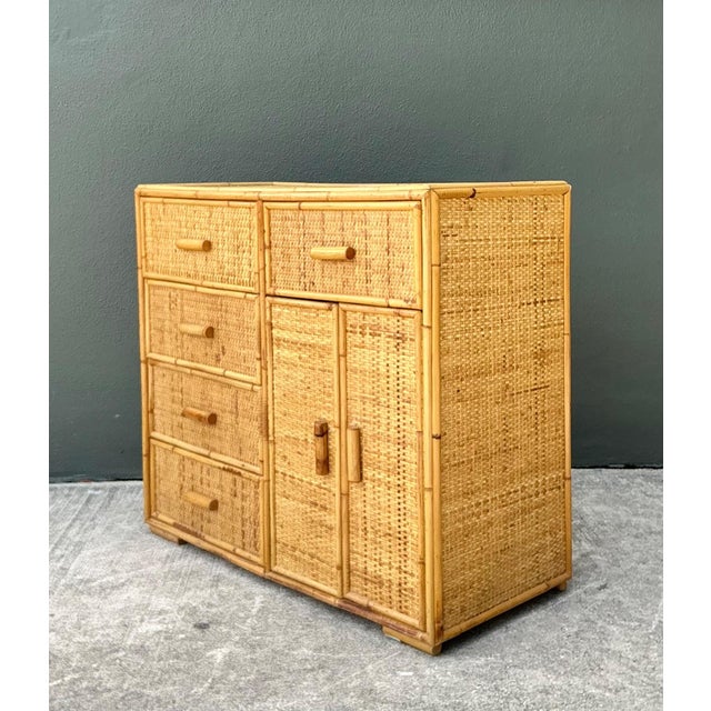 Vintage Woven Rattan and Wood Sideboard For Sale - Image 14 of 17