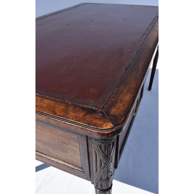 Louis XVI Style Leather Writing Desk by Cassard Et Cie, Paris, 1920s For Sale - Image 12 of 13