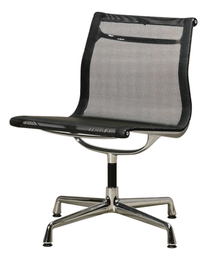 Eames Aluminum Group EA106 Dining Chairs in Black Netweave Mesh by Charles and Ray Eames for Vitra, 2010