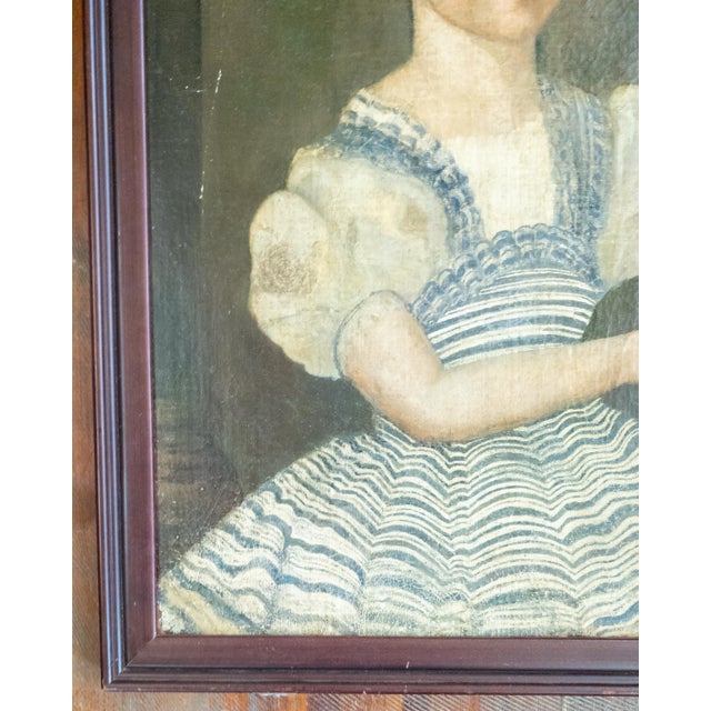 19th Century English Folk Provincial Portrait of a Girl and Westie Dog For Sale In New York - Image 6 of 18
