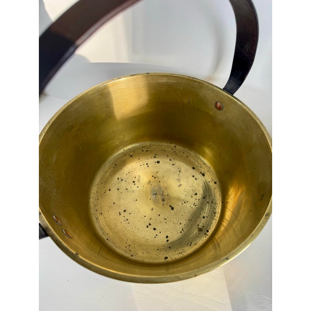 Late 19th Century Antique French Brass Preserving Pot With Iron Swing Handle and Copper Rivets For Sale - Image 5 of 9