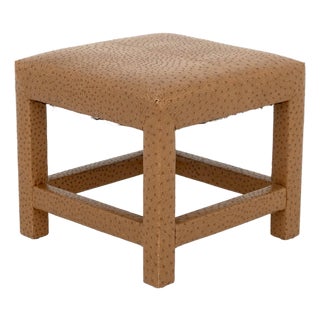 Karl Springer Attr. Ostrich Leather Covered Stool For Sale