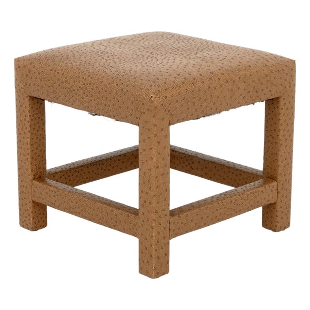 Karl Springer Attr. Ostrich Leather Covered Stool For Sale